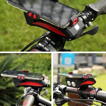 4 in 1 Jalgratta Valgus Telefoni Omanik Lenkstangi Seista USB Laetav Bike Sarv Telefoni Hoidja koos Power Bank Rattasõit Ees Valgus