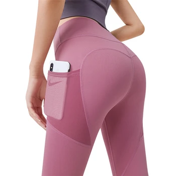 4 kuidas venitada jooga püksid, 20% Spandex Säärised, millel on taskud hea kvaliteediga Treening kodus jõusaal fitness sörkimine naiste aluspüksid nr
