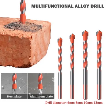 4tk Kolmnurkse Käepidemega Multifunktsionaalne Drill Bits Mulgustamiseks Puuriterad Seatud Plaat Betoon, Tellis, Klaas, Plast Puit