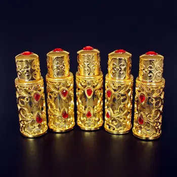4tk/palju 3ml Sulam, Klaas Parfüümi Pudeli Araabia Stiilis Metallist Eeterlikud Õlid Pudel Klaasist Tilguti KULLA Värvi