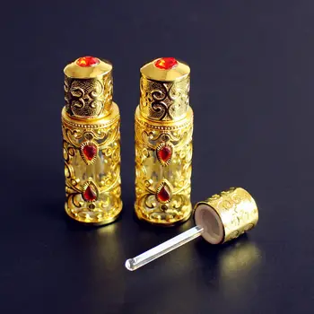 4tk/palju 3ml Sulam, Klaas Parfüümi Pudeli Araabia Stiilis Metallist Eeterlikud Õlid Pudel Klaasist Tilguti KULLA Värvi