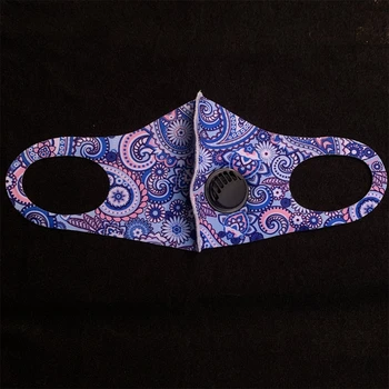 4tk/Set Täiskasvanud Jää Silk Hingav Õhuke Face Mask koos Hingamisteede Ventiilid Boho Mitmevärviline Paisley Õie Printida Pestav Tolmukindel