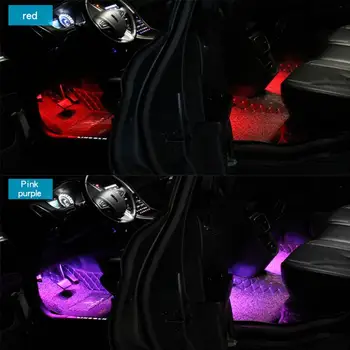 4X 12 LED Dekoratiivne Lamp Auto MAASTUR Interjöör Decor Neoon Atmosfääri Hele Riba Muusika Kontrolli Värvi Tuled Autod Tarvikud