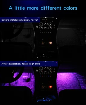 4X 12 LED Dekoratiivne Lamp Auto MAASTUR Interjöör Decor Neoon Atmosfääri Hele Riba Muusika Kontrolli Värvi Tuled Autod Tarvikud