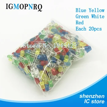 500PCS/PALJU 5MM LED Diood Kit Segatud Värv Punane Roheline Kollane Sinine Valge Led Valgus DIY Kit