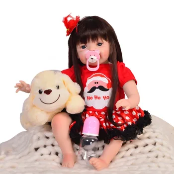 55cm Silikoon Uuestisündinud Baby Doll Mänguasjad Lastele Tüdrukud Bonecas 24inch Printsess bebe teise lapse sünni bonecas lapse kingitus tõeline nukk