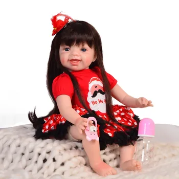 55cm Silikoon Uuestisündinud Baby Doll Mänguasjad Lastele Tüdrukud Bonecas 24inch Printsess bebe teise lapse sünni bonecas lapse kingitus tõeline nukk