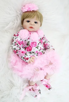 55cm Täis Silikooni Uuestisündinud Baby Doll Mänguasi Vinüül Blond Vastsündinud Printsess Väikelapse Lapsi Elus Bebe Mängida Maja Ujuma Mänguasi Tüdruk Boneca
