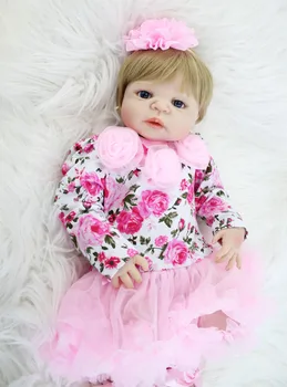 55cm Täis Silikooni Uuestisündinud Baby Doll Mänguasi Vinüül Blond Vastsündinud Printsess Väikelapse Lapsi Elus Bebe Mängida Maja Ujuma Mänguasi Tüdruk Boneca