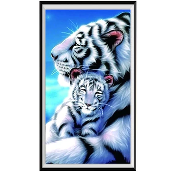 5D DIY Diamond Värvimine Tiger Maastik Diamond Tikandid Maastiku-või ristpistes Seina Maali Armastuse Kingitus