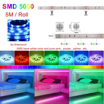 5M LED Valgus RGB SMD 5050 DC 12V Paindlik Lindi Bluetooth Kontrolli LED Light Tape Diood Kodus Ruumi LED kaunistus seinale