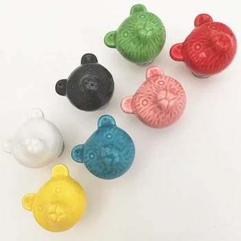 5TK 3D Karu Keraamilised Nupud Voorus Värvikas Käepidemed Laste Kummut Garderoobi Ukse Nupud Mööbel Riistvara