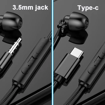 5tk/palju 3.5 mm USB Type-C Magada Kõrvaklapid Koos Mikrofoniga C-Tüüpi peakomplekti, USB-C Earbuds jaoks Xiaomi huawei vivo iphone 4 5 6
