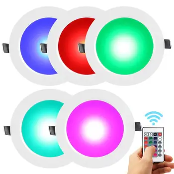 5TK RGB LED Panel Lamp Värvus muutub Koos puldiga RGB 5W 10W Süvistatud laevalgusti Magic Spot Valgustuse