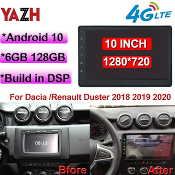 6+128GB Android Auto Multimeedia GPS Navigatsiooni Dacia /Renault Duster 2018 2019 2020 10.1 IPS Auto Raadio Display Ekraan