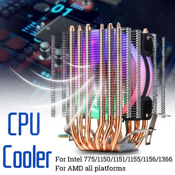 6 Soojuse Toru Cpu Jahuti Led Fan 3 Rida Cpu Fan Cpu-Heatsink Intel 775/1150/1155/1156/1366 Amd Kõik
