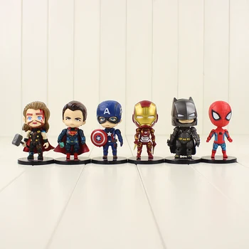 6tk/Palju Super Kangelane Joonised Thor Iron Man Kapten Ameerika Spiderman Mudel Mänguasjad Lastele