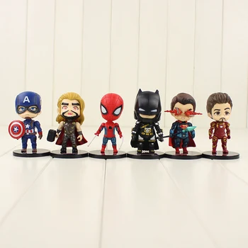 6tk/Palju Super Kangelane Joonised Thor Iron Man Kapten Ameerika Spiderman Mudel Mänguasjad Lastele
