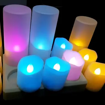 6TK RGB 7 Värvi LED Küünal Lamp Laetav Tee Valguse kaugjuhtimine Valguse Pulmi, Sünnipäeva-ja jõulupidu Sünnipäeva