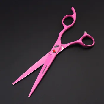 7.0 tolli roosa värvi 3-osaline komplekt pet juuksuri käärid sirge lõigatud nurga käärid hõrenemine käärid kass ja koer käärid