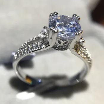 7mm Kuupmeetri Tsirkoon sõrmused 925 sterling hõbe abielusõrmused naiste royal crown klassikaline naiste ehted anillos