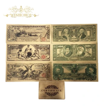 7tk/palju Uusi Tooteid 1896 Seeria Ameerika Kuld Pangatähtede USD 1 2 5 Dollari Pangatähtede 24k Kuld Võltsitud paberraha Kogumine