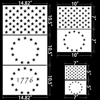 7tk Plastikust Šabloon Malli 3 Suurused Ameerika Lipu 13/50 Star Trafarett-Šabloon DIY Joonistus, Maali Käsitöö Projektid