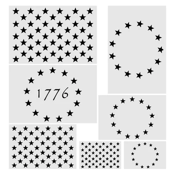 7tk Plastikust Šabloon Malli 3 Suurused Ameerika Lipu 13/50 Star Trafarett-Šabloon DIY Joonistus, Maali Käsitöö Projektid