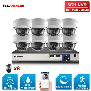 8CH 5MP 1080P Nägu Heli Salvestada POE NVR Kit Turvalisuse Kaamera H. 265 CCTV Süsteemi Väljas IP Kuppelkaamera P2P videovalve Komplekt