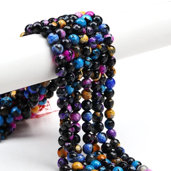 8mm 10mm Loomulik Värvikas Must Onyx Väravad Kivi Helmed Lihvitud Ring Lahti Distants Helmed Ehete Tegemise DIY Bracelets