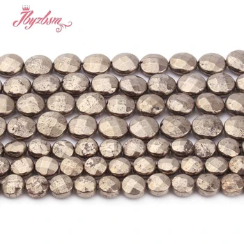 8mm 10mm Mündi Facetd Silvers Hall Pyrite Beads Natural Stone Distants Helmed DIY Kaelakee, Käevõru, Kõrvarõngad Ehted Making 15