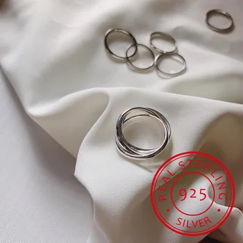 925 Sterling Hõbe Ehted Fashion Stiilne Avatud Rõngad Naiste Triple Ringi Ins Sõrme Sõrmus anel Bague anillos