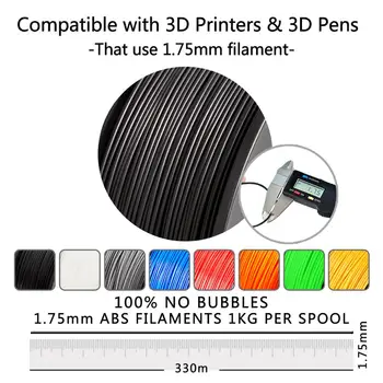 ABS Hõõgniidi 1.75 mm 3D-Printer 1KG/2.2 £ Ei Mull väga Hea Kvaliteediga Must Plastik ABS Hõõgniidi Lastele Kritseldus