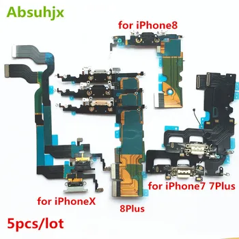 Absuhjx 5tk Laadija USB-Dokk Flex Kaabel iPhone 7 8 6 6S Pluss X-XR 5 5S 5C SE laadimisdoki Conector Flex Kaabel