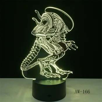 Action Filmi Alien vs Predator Prometheus 3D LED USB Lamp, 7 Värvid Muutuvad Öö Valguses Lahe Poiss Mänguasi Magamistuba Teenetemärgi AW-166