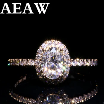 AEAW 14K Valge Kuld Halo Moissanite Ring 1.0 ct 3ct Ovaalne Lõigatud Geniaalne Moissanite kihlasormus Naistele