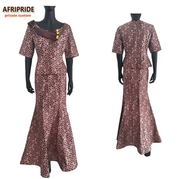 Afripride Aafrika Seelik Sobiks Naistele Sobivat Lühikeste Varrukatega Top+ Põranda Pikkus Seelik Naiste Puuvillane Ülikond A722632