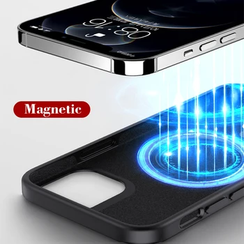 Algne Luksus Square Magnet Telefon Case For iPhone 12 Pro Max Mini Magsafing Juhul Toetada Traadita Laadimise Silikoonist Kate