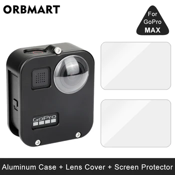Alumiinium Kaitsva puhul GoPro MAX 360 Korpus Metallist Raami ja Puuri + Objektiivi Kate + Ekraani Kaitsekile jaoks Go Pro Tarvikud
