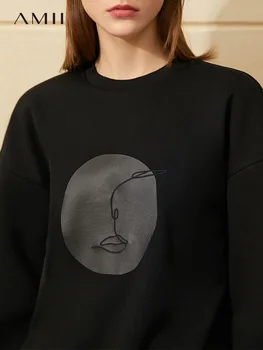 Amii Minimalism Talvel Hupparit Naiste Mood Trükitud Oneck Fliisist Paks Naine Pullover Naiste Sweatershirt Tops 12040889