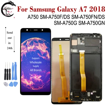 AMOLED LCD + Raam SAMSUNG Galaxy A7 2018 Ekraan A750 LCD SM-A750FN/DS A750F A750G A750GN Ekraani Touch Digitizer Assamblee