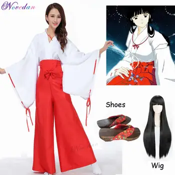 Anime Inuyasha Kikyou Cosplay Kostüüm Kleit Kikyo Parukad Naised Mehed Jaapani Kimono Komplekt Parukas Juuksed Halloween, Jõulud Kingitus