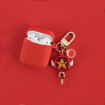 Anime multikas Kaardi Vangistaja cardcaptor Sakura võtmehoidja võtmehoidja rõngas võlu Silikoon Kõrvaklappide Puhul Apple AirPods
