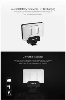 Aputure Amaran AL-M9 CRI95+ Mini LED Video Valgus-Kaamera Fill Light Mini Statiiv Kerge Seista ja Pergear Puhastus Komplekt