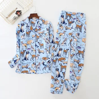 Armas Doggy Harjatud Puuvillast Meeste Pajama Komplekti Sügisel Pikad Varrukad Vabaaja Loomade Sleepwear Naine Homewear Seksikas Pijamas Mujer