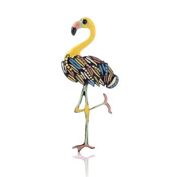 Armas Emailiga Flamingo Prossid Tsingi Sulam Loomade Lindude Sõle Vintage Mood Naiste Kleit Mantel Tarvikud 2019 Uus Disain Ehted