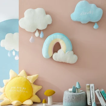 Armas loov vikerkaar päike pilve -, plüüš-mänguasi, täidisega päike, pilves loomulik ilm pehme nukk kodu kaunistamiseks padi lapsed mänguasjad