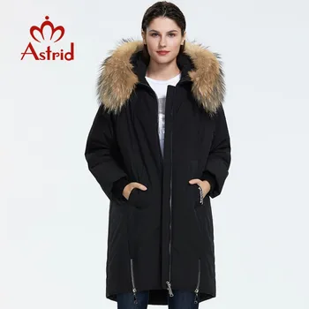 Astrid 2019 Talvel uute tulijate sulejope naiste lahtised riided karvkattega ülerõivad kvaliteetne paks puuvillane naiste mantel AR-9246