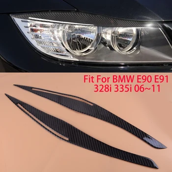 Auto Carbon Fiber Texture Esitulede Silmalau Kulmu Kate Sisekujundus sobivad BMW E90 E91 328i 335i 2008 2009 2010 2011