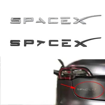 Auto Tarvikud 3D ABS Pagasiruumi Kleebis Kirjaga Logo Stiil Must Hõbe Tesla Logo SpaceX